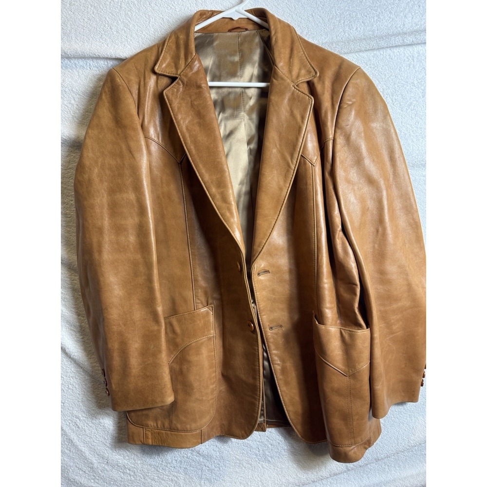 Vintage STETSON Leather Jacket Mens Sz 42 Blazer Sports Coat 2 Button Smoke FREE